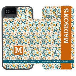 Coque-portefeuille iPhone 5 Incipio Watson™ Monogramme floral personnalisé et nom