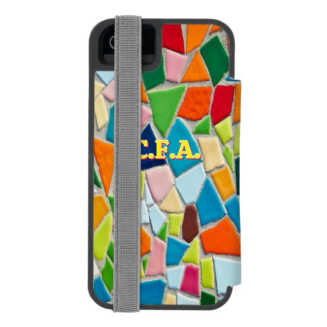 Coque Portefeuille Incipio Pour iPhone Mosaïque d'initiales orange (Folio Dos)