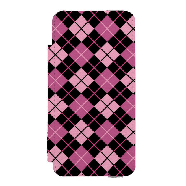 Coque Portefeuille Incipio Pour iPhone Motif à motifs de losanges dans le noir et le rose (Folio Devant)