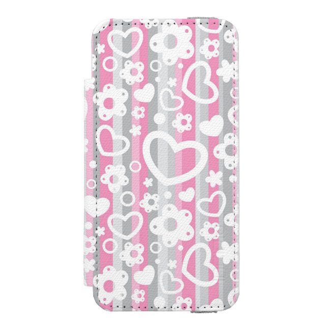 Coque Portefeuille Incipio Pour iPhone Motif avec des coeurs et des fleurs (Folio Devant)