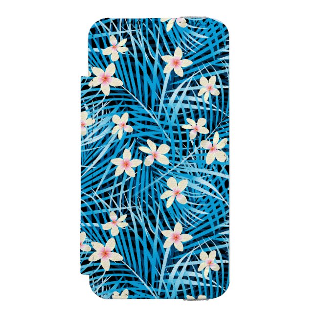 Coque Portefeuille Incipio Pour iPhone Motif bleu de palmettes (Folio Devant)