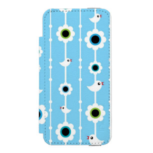 Coque-portefeuille iPhone 5 Incipio Watson™ motif bleu d'oiseau et de fleurs