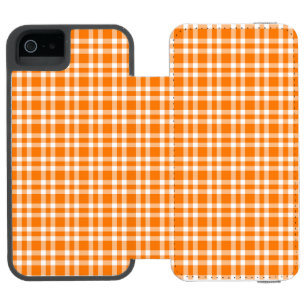 Coque-portefeuille iPhone 5 Incipio Watson™ Motif carreaux orange blanc