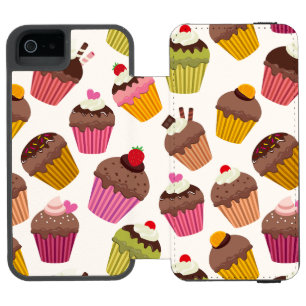 Coque-portefeuille iPhone 5 Incipio Watson™ Motif Cupcake, Motif Muffin, Chocolat, Cœurs