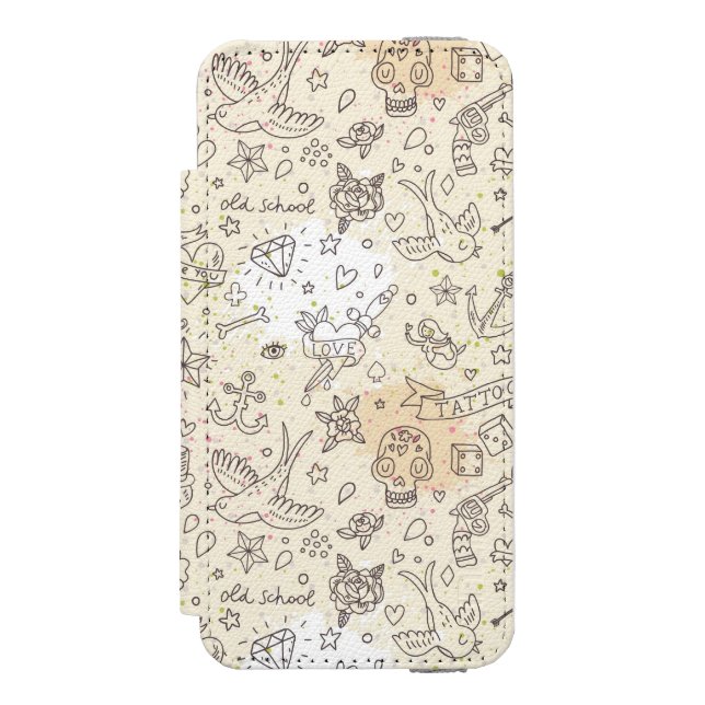 Coque Portefeuille Incipio Pour iPhone Motif de concept de tatouage (Folio Devant)