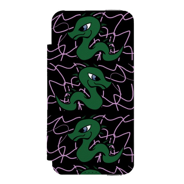 Coque Portefeuille Incipio Pour iPhone Motif de dragon vert bébé (Folio Devant)