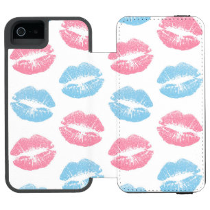 Coque-portefeuille iPhone 5 Incipio Watson™ Motif de lèvres bleues et roses, Lipstick, Baiser