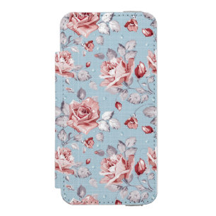 Coque-portefeuille iPhone 5 Incipio Watson™ Motif de papier peint d'élégance des roses roses
