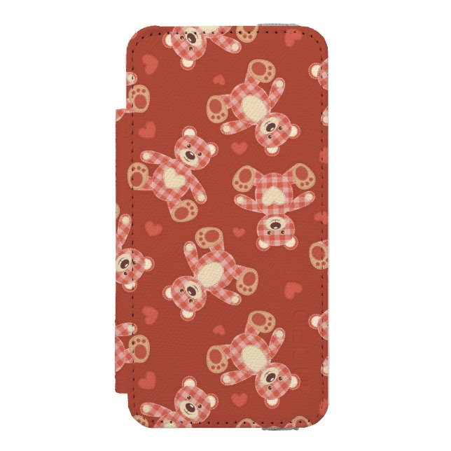 Coque Portefeuille Incipio Pour iPhone motif de patchwork d'ours (Folio Devant)