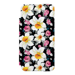 Coque-portefeuille iPhone 5 Incipio Watson™ Motif d'élégance avec des fleurs de narcisse