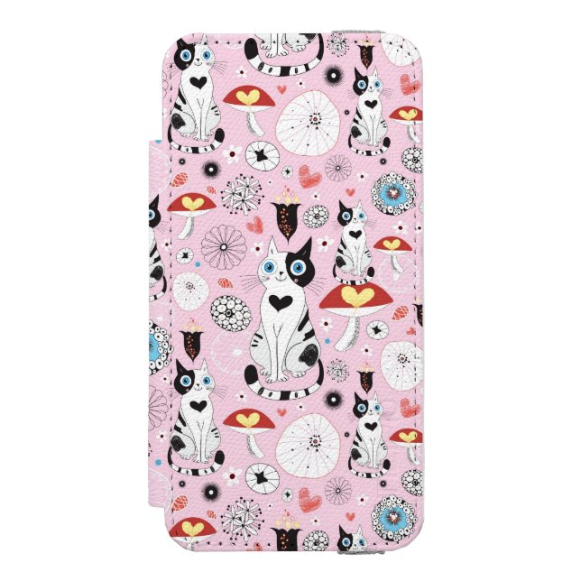 Coque Portefeuille Incipio Pour iPhone motif des chats et des fleurs (Folio Devant)