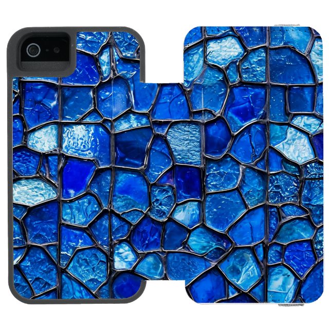 Coque Portefeuille Incipio Pour iPhone Motif en verre bleu vénitien (Folio Ouvert)