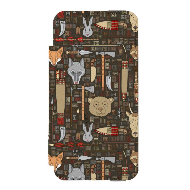 Coque Portefeuille Incipio Pour iPhone Motif ethnique de chasse (Folio Devant)