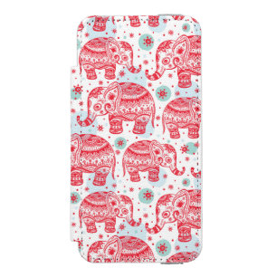 Coque-portefeuille iPhone 5 Incipio Watson™ Motif ethnique rouge d'éléphant