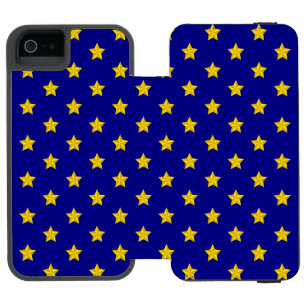Coque-portefeuille iPhone 5 Incipio Watson™ Motif Étoiles Dorées, Bleu Nuit, Exclusif