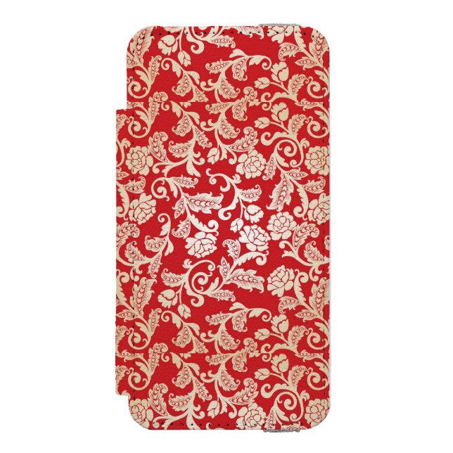 Coque Portefeuille Incipio Pour iPhone Motif floral d'arrière - plan de damassé (Folio Devant)