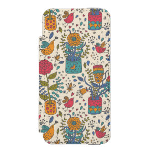 Coque-portefeuille iPhone 5 Incipio Watson™ Motif floral de bande dessinée avec les oiseaux 2