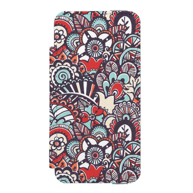 Coque Portefeuille Incipio Pour iPhone Motif floral de griffonnage de Paisley (Folio Devant)