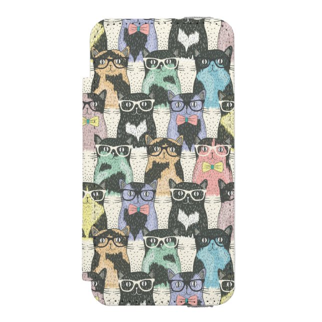 Coque Portefeuille Incipio Pour iPhone Motif mignon de chats de hippie (Folio Devant)