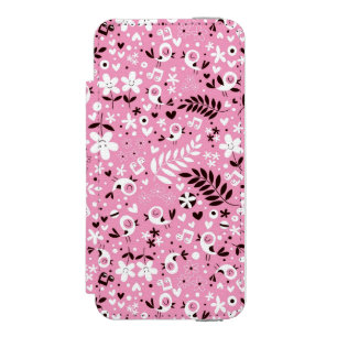 Coque-portefeuille iPhone 5 Incipio Watson™ motif mignon de rose d'oiseaux et de fleurs