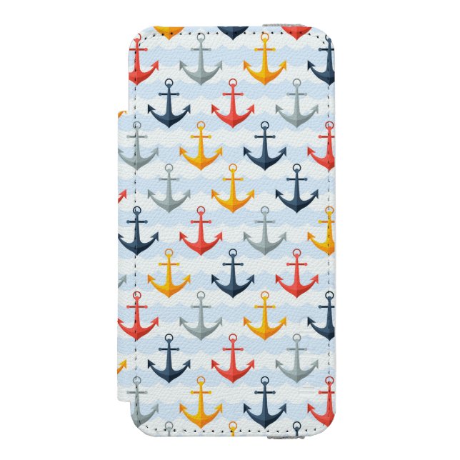 Coque Portefeuille Incipio Pour iPhone Motif nautique avec des Ancres (Folio Devant)