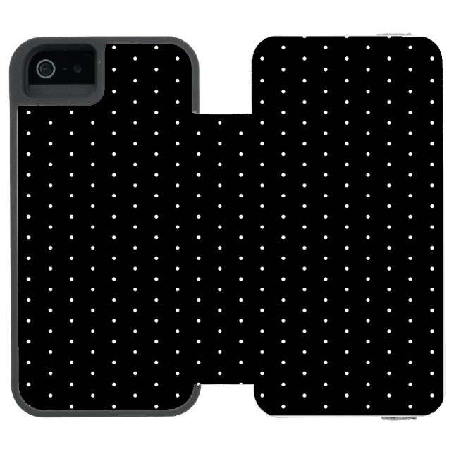 Coque Portefeuille Incipio Pour iPhone Motif Pois minuscule noir et blanc Preppy (Folio Ouvert)