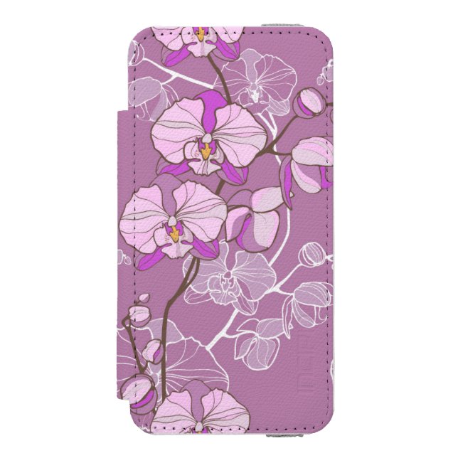 Coque Portefeuille Incipio Pour iPhone Motif pourpre d'orchidée (Folio Devant)