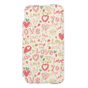 Coque-portefeuille iPhone 5 Incipio Watson™ Motif romantique avec des coeurs et des lèvres
