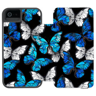 Coque-portefeuille iPhone 5 Incipio Watson™ Motif sans couleur foncée avec papillons bleus Mor