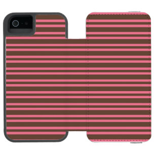Coque-portefeuille iPhone 5 Incipio Watson™ Motif sans couture à rayures rose marron
