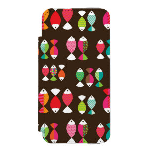 Coque-portefeuille iPhone 5 Incipio Watson™ Motif sous-marin 2 de rétros poissons abstraits