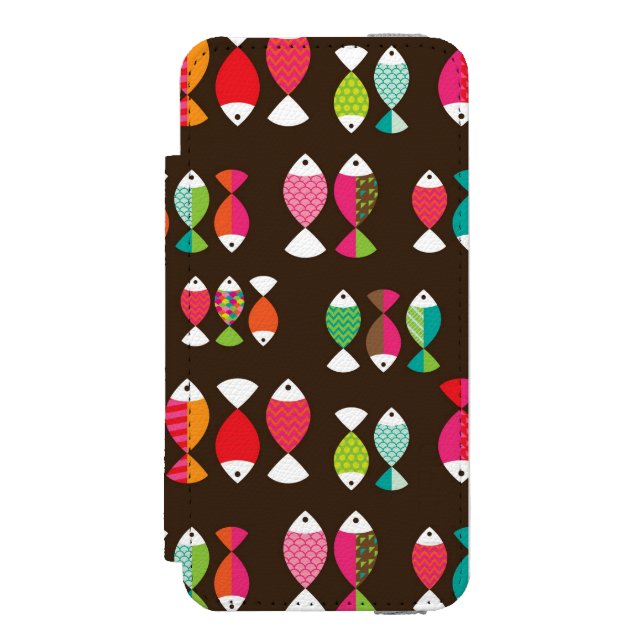 Coque Portefeuille Incipio Pour iPhone Motif sous-marin 2 de rétros poissons abstraits (Folio Devant)