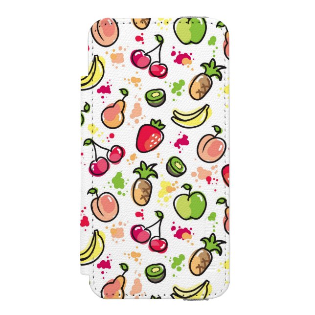 Coque Portefeuille Incipio Pour iPhone motif tiré par la main de fruits (Folio Devant)