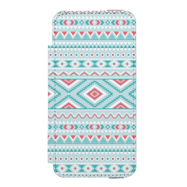 Coque Portefeuille Incipio Pour iPhone Motif tribal aztèque turquoise et rose (Folio Devant)