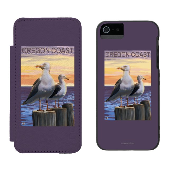 Coque Portefeuille Incipio Pour iPhone Mouettes de côte de l'Orégon (Côté par côté)