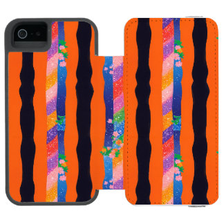 Coque-portefeuille iPhone 5 Incipio Watson™ Orange Floral Wavy Stripe Pattern