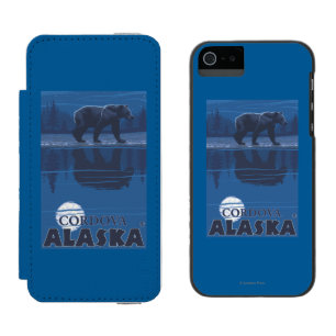 Coque-portefeuille iPhone 5 Incipio Watson™ Ours dans le clair de lune - Cordova, Alaska