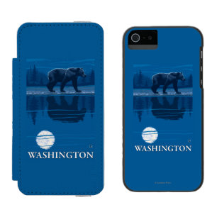 Coque-portefeuille iPhone 5 Incipio Watson™ Ours dans le clair de lune - Washington