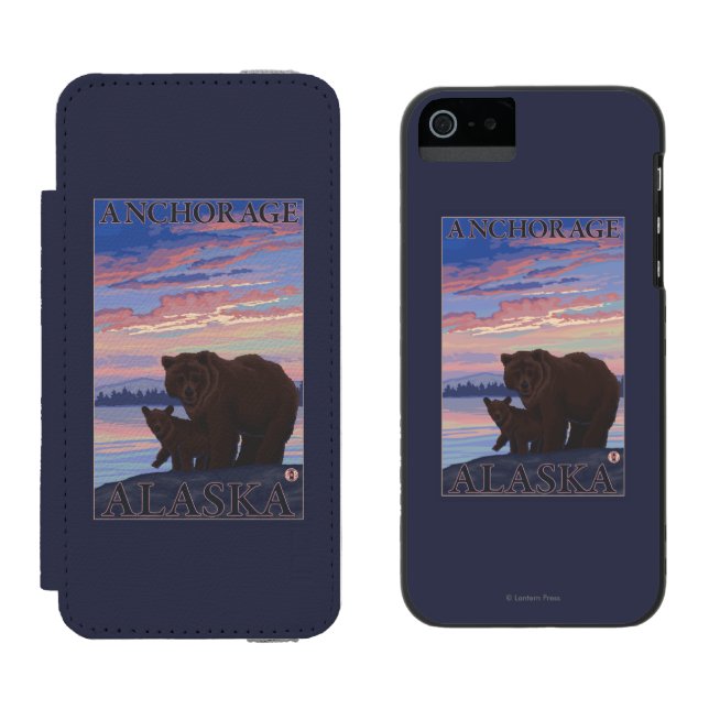 Coque Portefeuille Incipio Pour iPhone Ours et CUB - Anchorage, Alaska (Côté par côté)