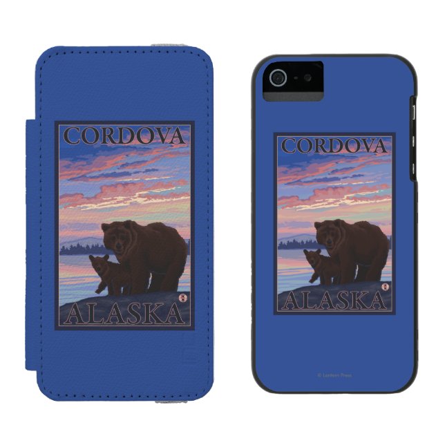 Coque Portefeuille Incipio Pour iPhone Ours et CUB - Cordova, Alaska (Côté par côté)