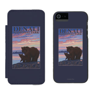 Coque-portefeuille iPhone 5 Incipio Watson™ Ours et CUB - parc national de Denali, Alaska