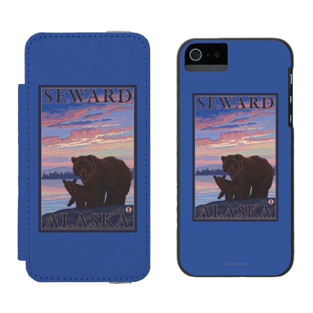 Coque Portefeuille Incipio Pour iPhone Ours et CUB - Seward, Alaska (Côté par côté)