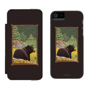 Coque-portefeuille iPhone 5 Incipio Watson™ Ours noir dans la forêt - Montana