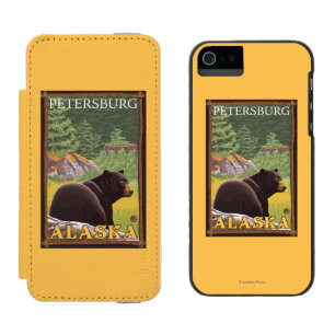 Coque-portefeuille iPhone 5 Incipio Watson™ Ours noir dans la forêt - Pétersbourg, Alaska