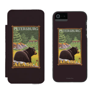 Coque-portefeuille iPhone 5 Incipio Watson™ Ours noir dans la forêt - Pétersbourg, Alaska
