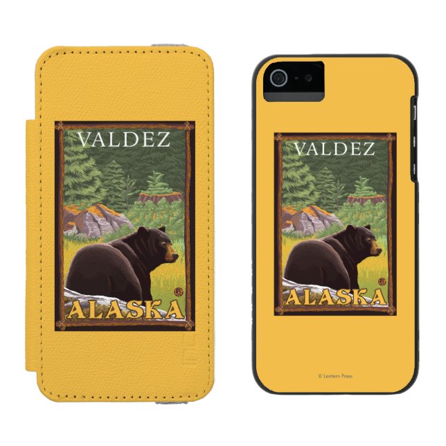 Coque Portefeuille Incipio Pour iPhone Ours noir dans la forêt - Valdez, Alaska (Côté par côté)