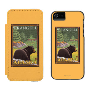 Coque-portefeuille iPhone 5 Incipio Watson™ Ours noir dans la forêt - Wrangell, Alaska