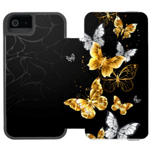 Coque-portefeuille iPhone 5 Incipio Watson™ Papillons blancs et dorés