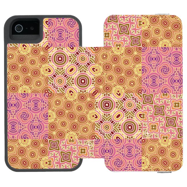 Coque Portefeuille Incipio Pour iPhone Patchwork Géométrique Rétro  (Folio Ouvert)