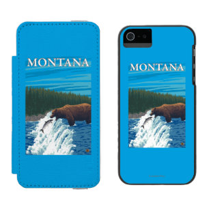 Coque-portefeuille iPhone 5 Incipio Watson™ Pêche d'ours en rivière - Montana